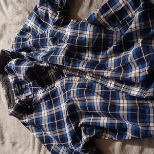 Men's American Eagle Long Sleeve Button Up Shirt Blue XL